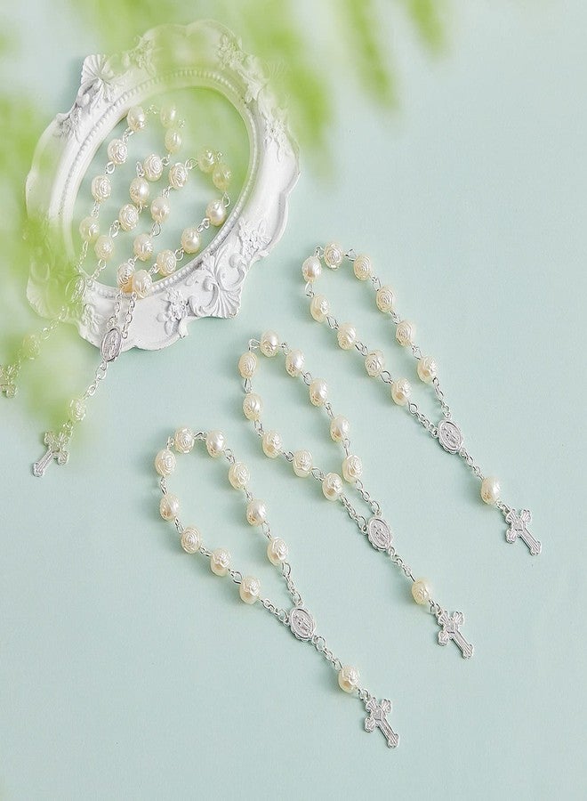 Jadive 30 Pieces Mini Rosaries Baptism Rosary Beads Finger Baptism Rosaries Bulk with Organza Bags for First Communion Christening Weddings Party Favors(Silver) - Image 4